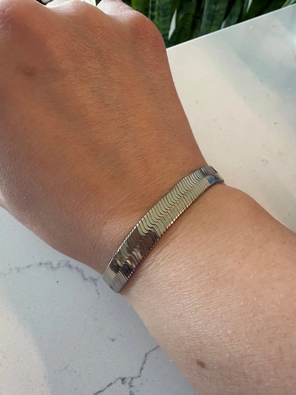 Sterling Silver .925 Silver‎ Herringbone Chain Bracelet